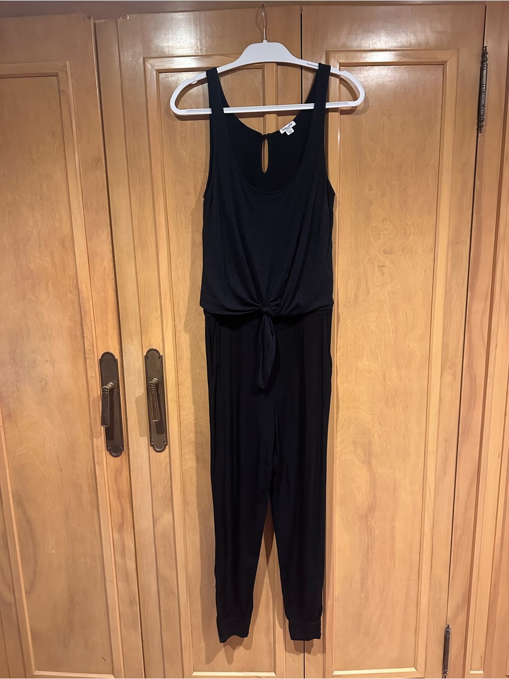 Splendid Black Sleeveless Tie-Front Knit Jumpsuit